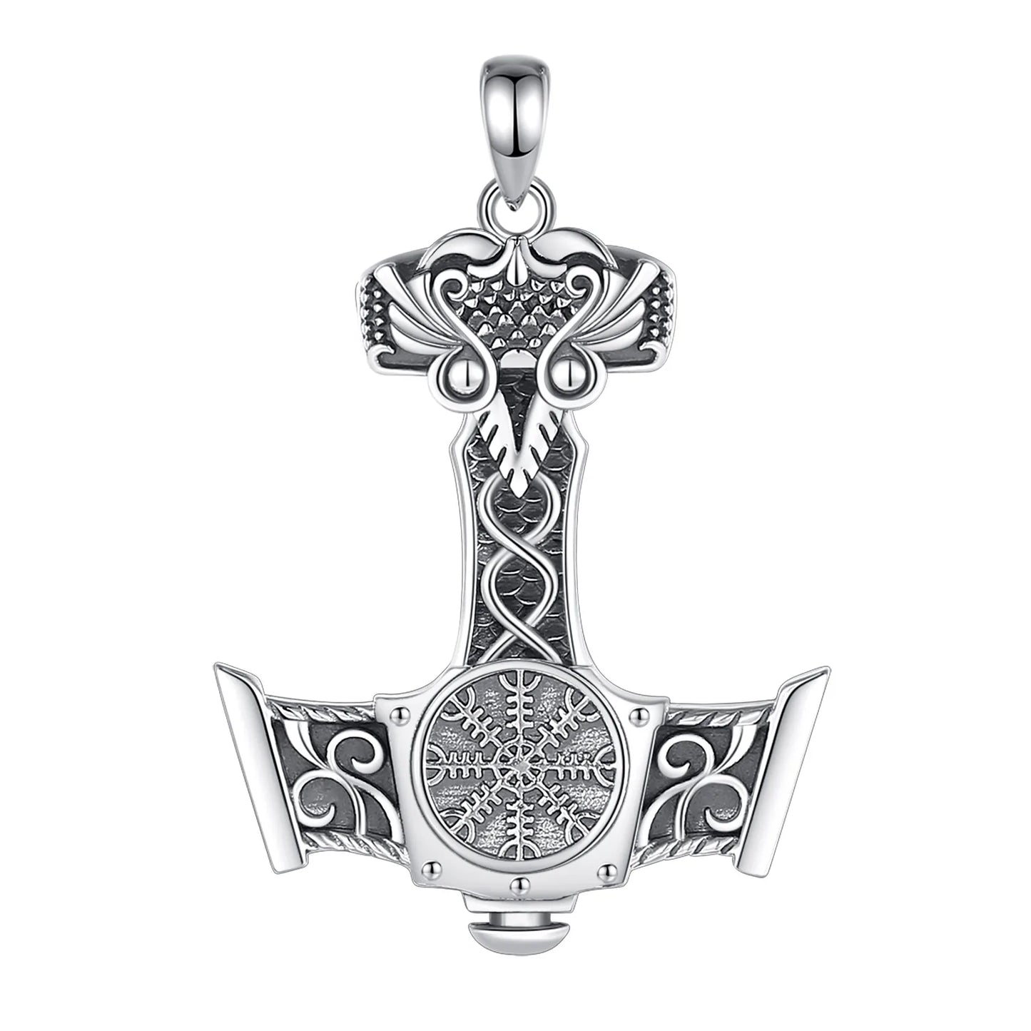 Eudora 925 Sterling Silver Norse Viking Thor's Hammer Necklace