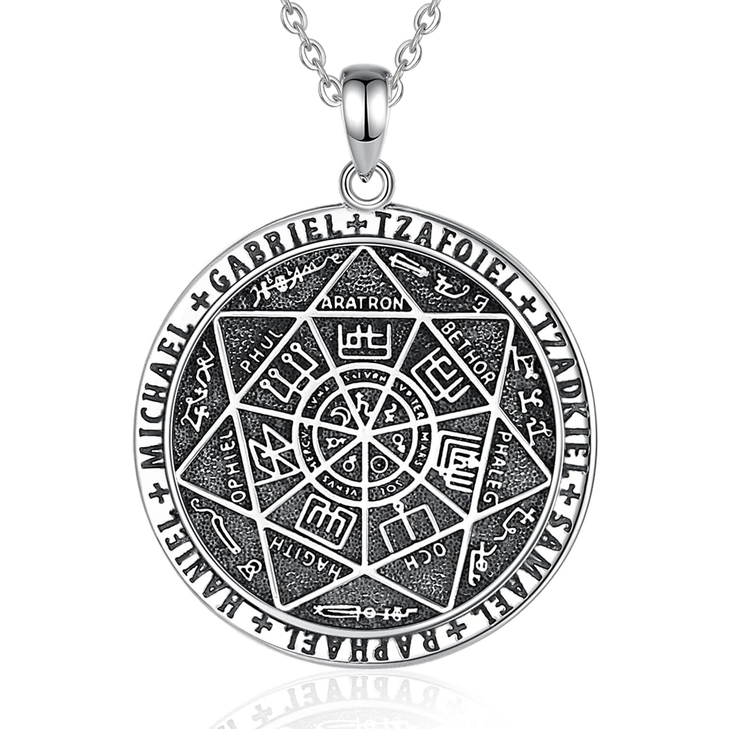 925 Sterling Silver Seven Archangels Amulet Necklace