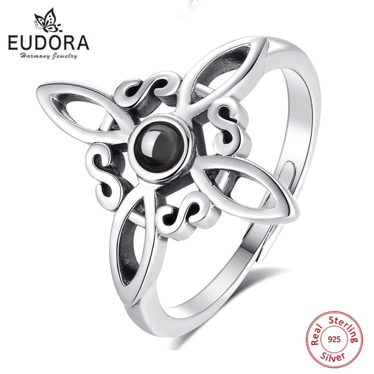 Eudora 925 Sterling Silver Witch Knot Adjustable Ring