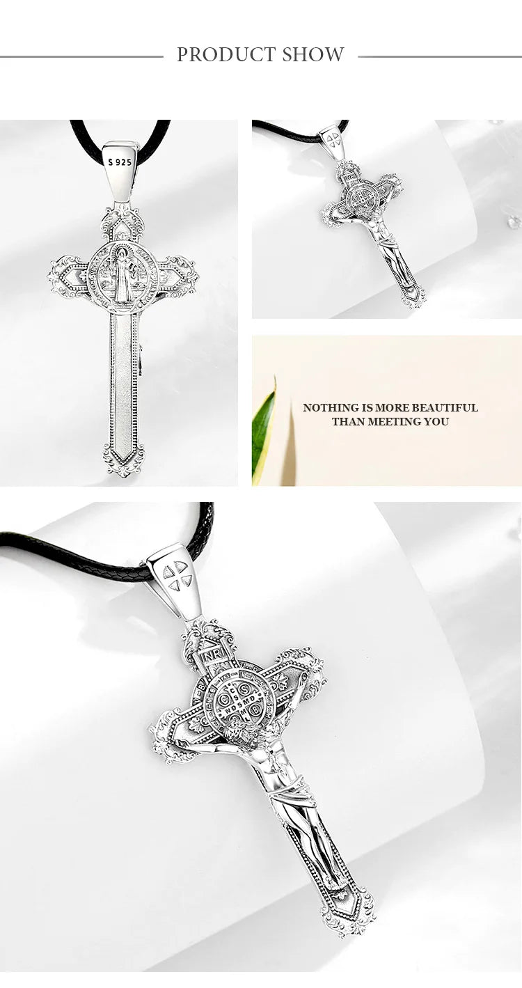 Eudora 925 Sterling Silver Christ on cross pendant