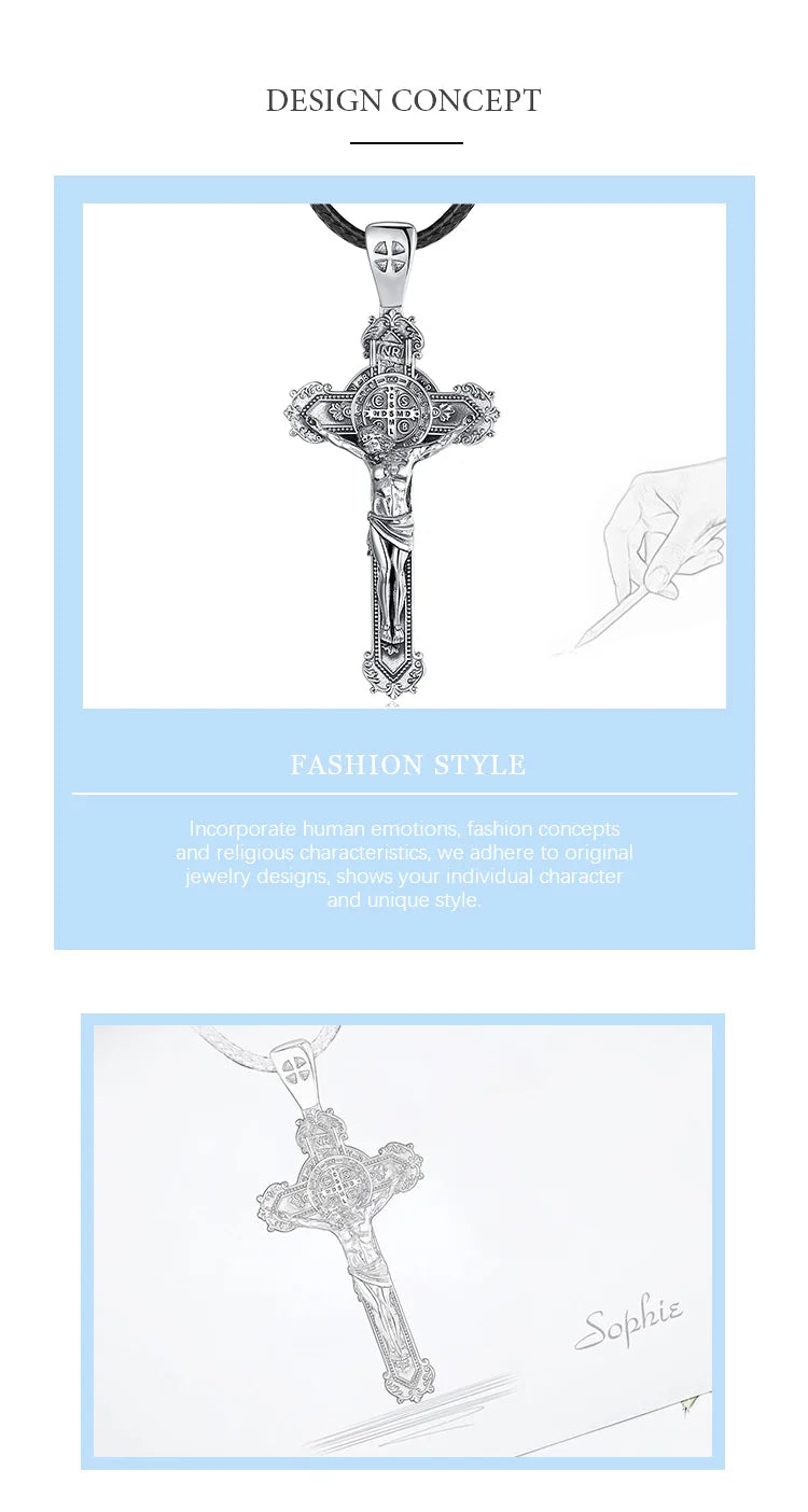 Eudora 925 Sterling Silver Christ on cross pendant