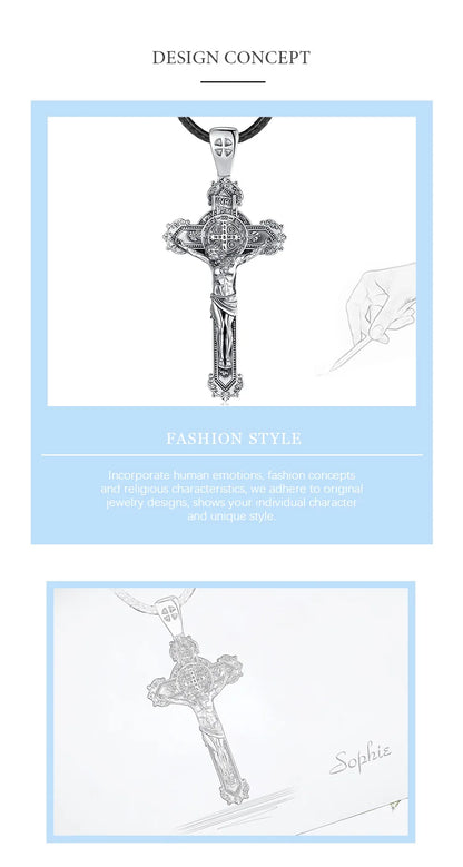 Eudora 925 Sterling Silver Christ on cross pendant
