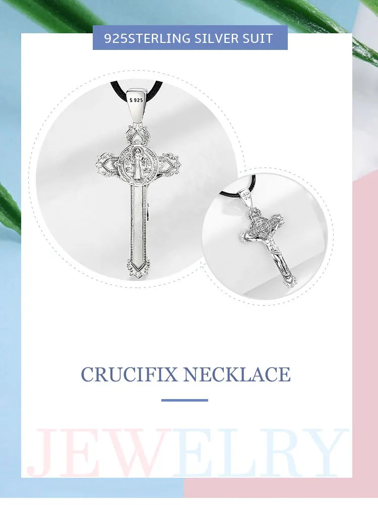Eudora 925 Sterling Silver Christ on cross pendant