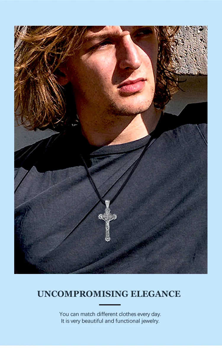 Eudora 925 Sterling Silver Christ on cross pendant