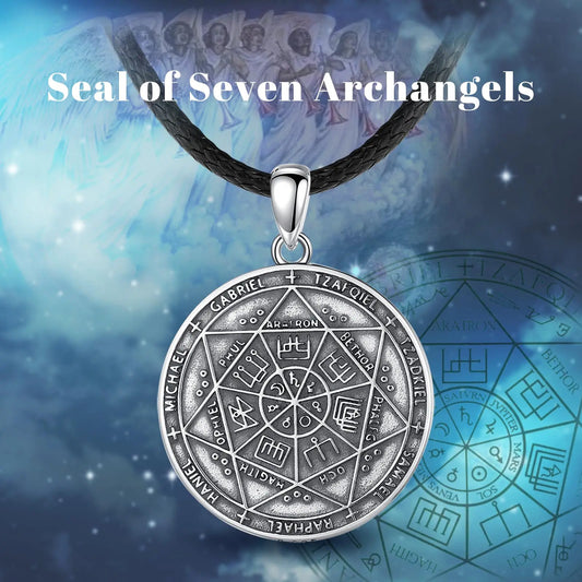 Eudora 925 Sterling Silver Seven Archangels Amulet Necklace