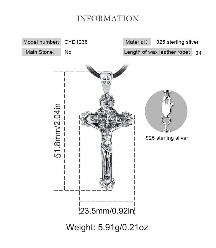 Eudora 925 Sterling Silver Christ on cross pendant