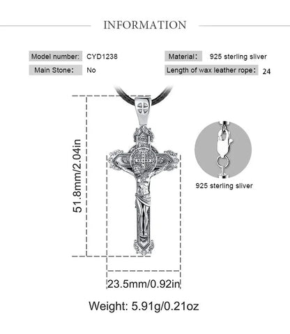Eudora 925 Sterling Silver Christ on cross pendant
