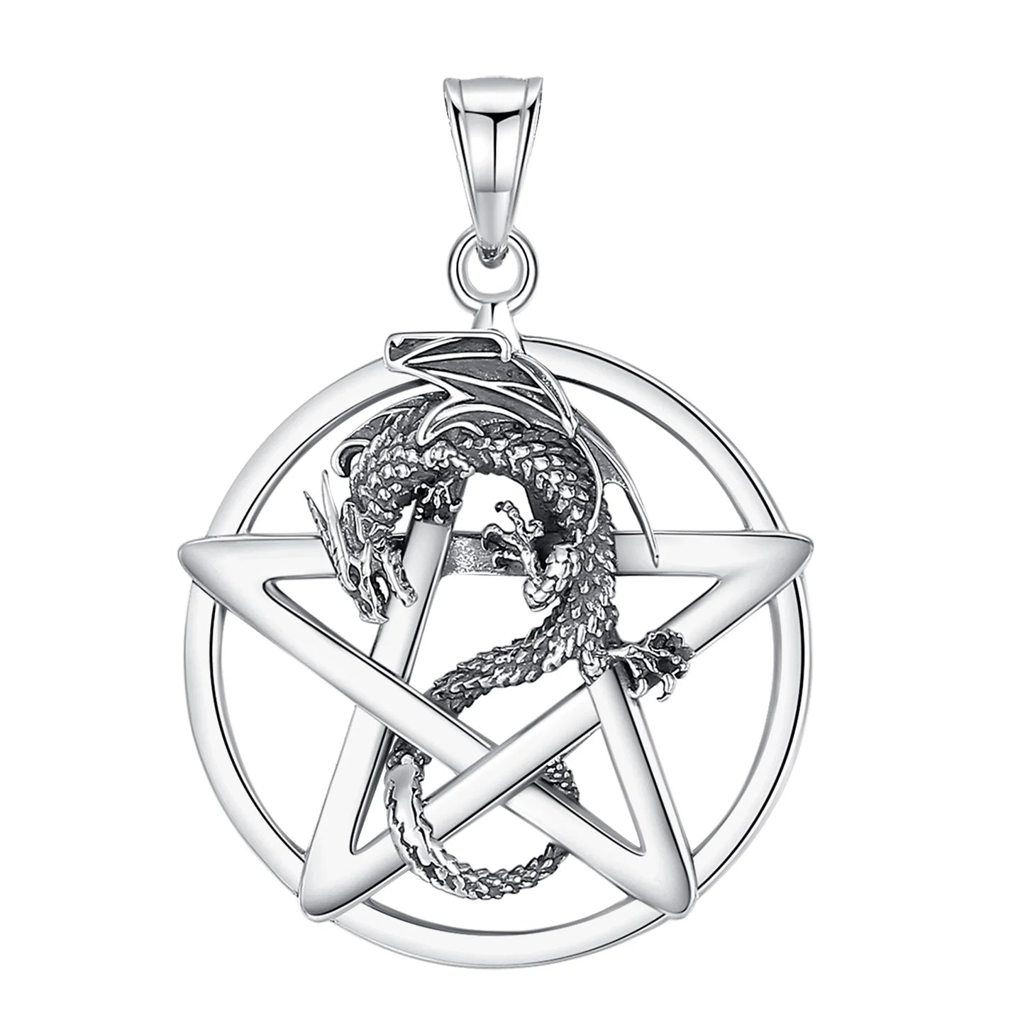 Eudora Original 925 Sterling Silver Pentagram Dragon Necklace