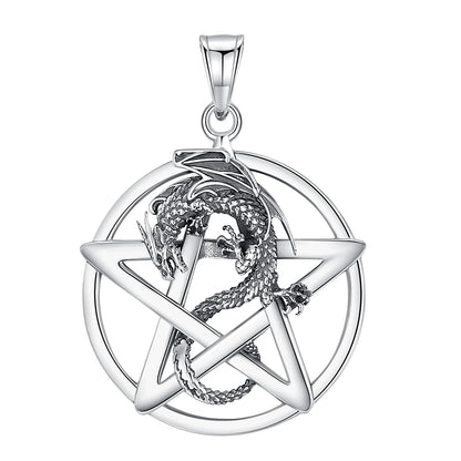 Eudora Original 925 Sterling Silver Pentagram Dragon Necklace