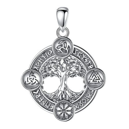 Eudora 925 Sterling Silver Tree of Life Yggdrasil Necklace  with Runes