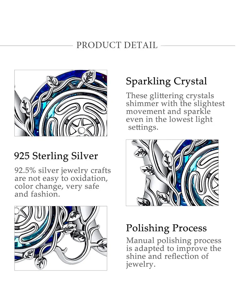 Eudora 925 Sterling Silver Hecate Wheel Necklace for Women Man Austrian Crystal Triple Moon Goddess