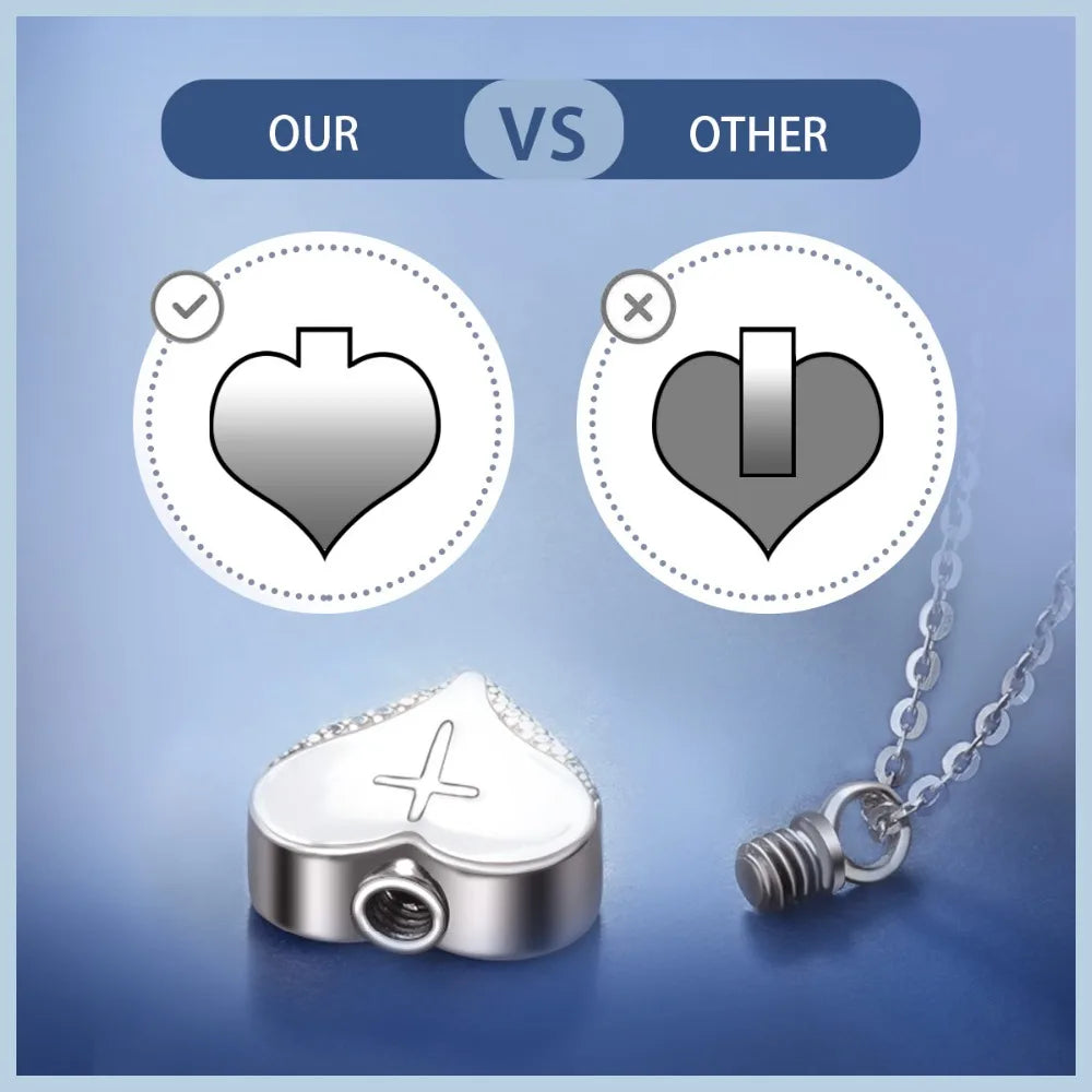 Eudora 925 Sterling Silver Heart Locket Heart cremation memorial ashes urn