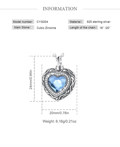Eudora 925 Sterling Silver Heart Locket Heart cremation memorial ashes urn