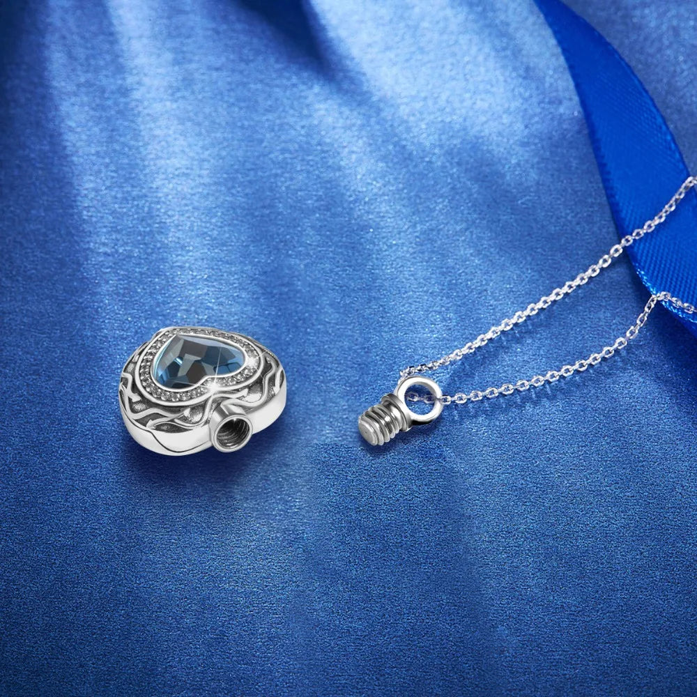 Eudora 925 Sterling Silver Heart Locket Heart cremation memorial ashes urn