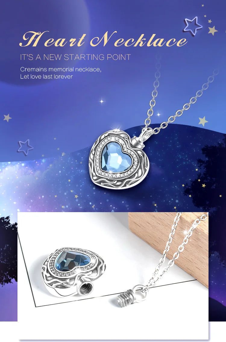 Eudora 925 Sterling Silver Heart Locket Heart cremation memorial ashes urn