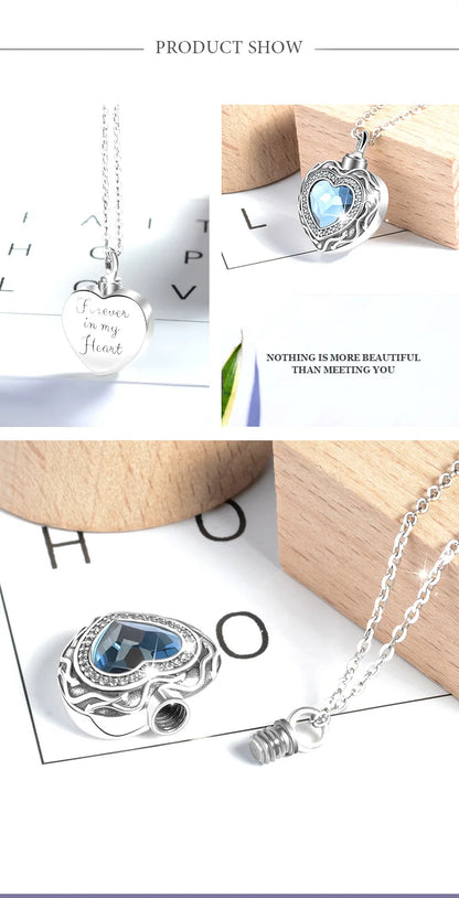 Eudora 925 Sterling Silver Heart Locket Heart cremation memorial ashes urn