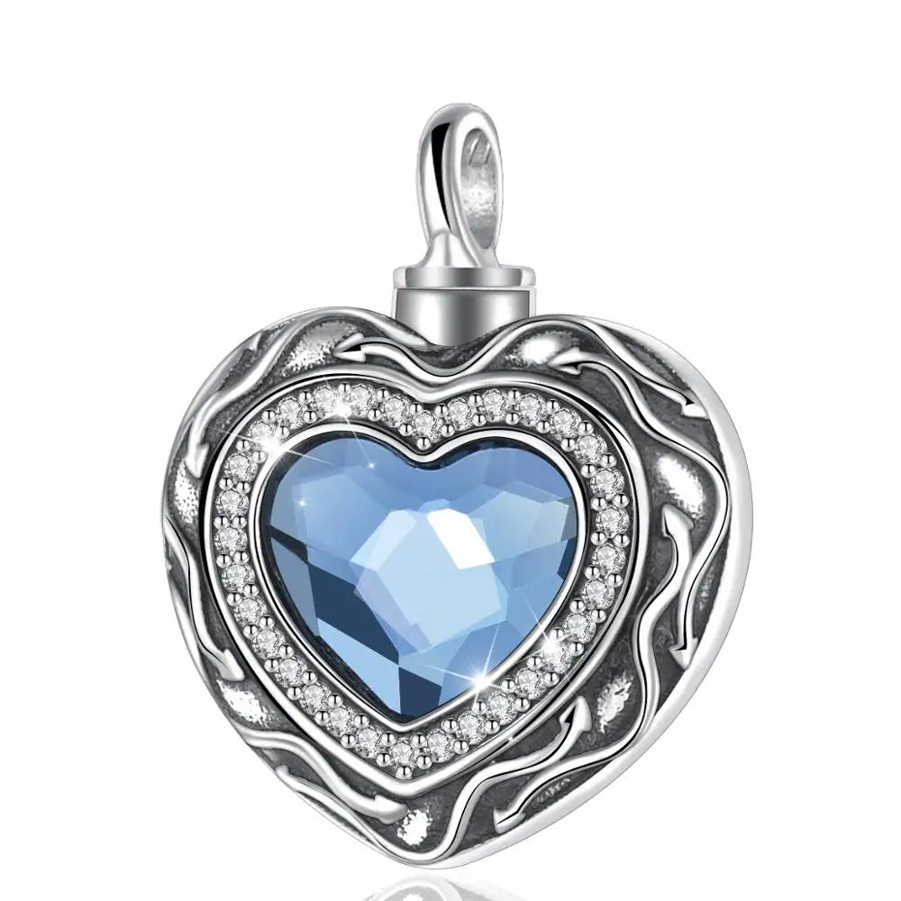 Eudora 925 Sterling Silver Heart Locket Heart cremation memorial ashes urn