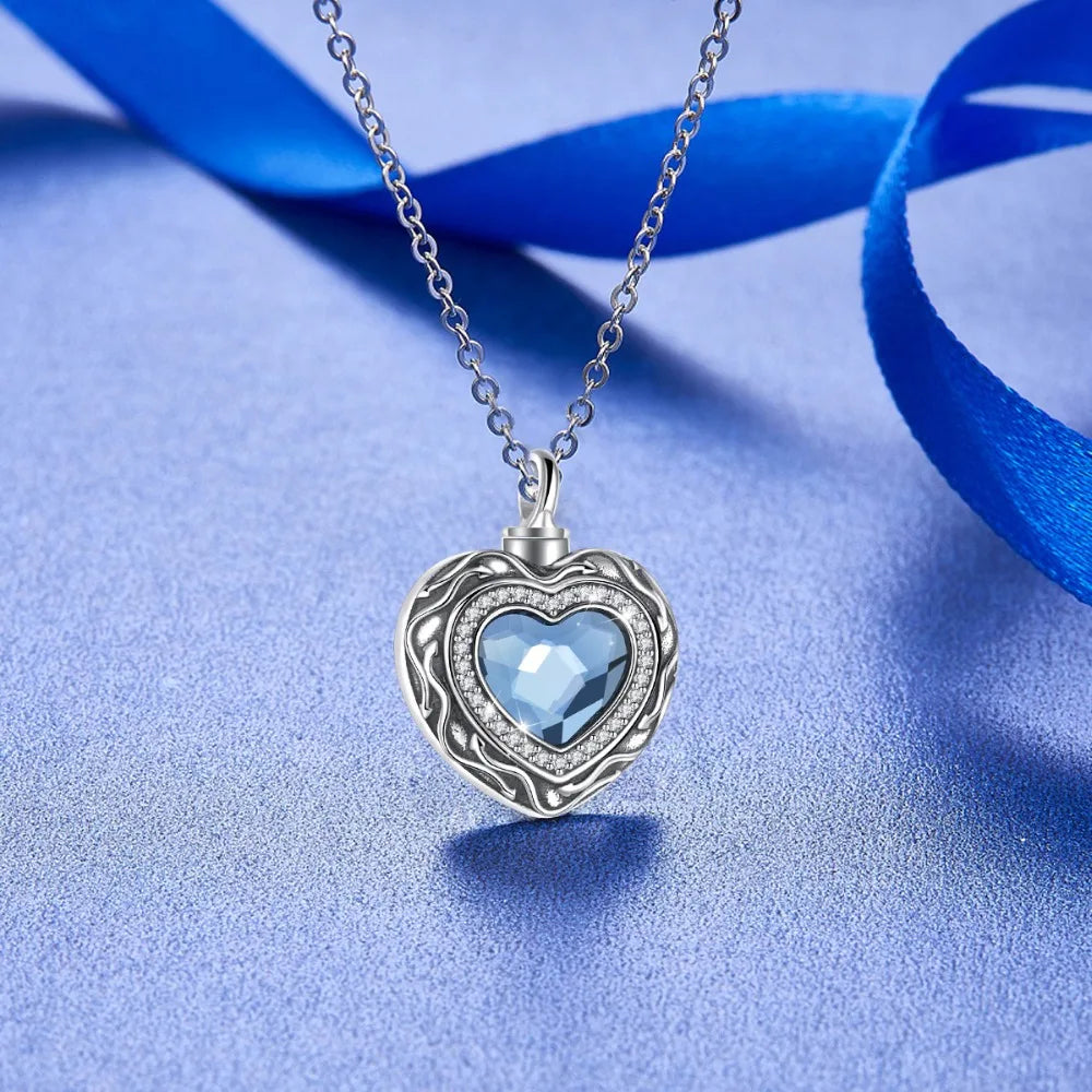 Eudora 925 Sterling Silver Heart Locket Heart cremation memorial ashes urn