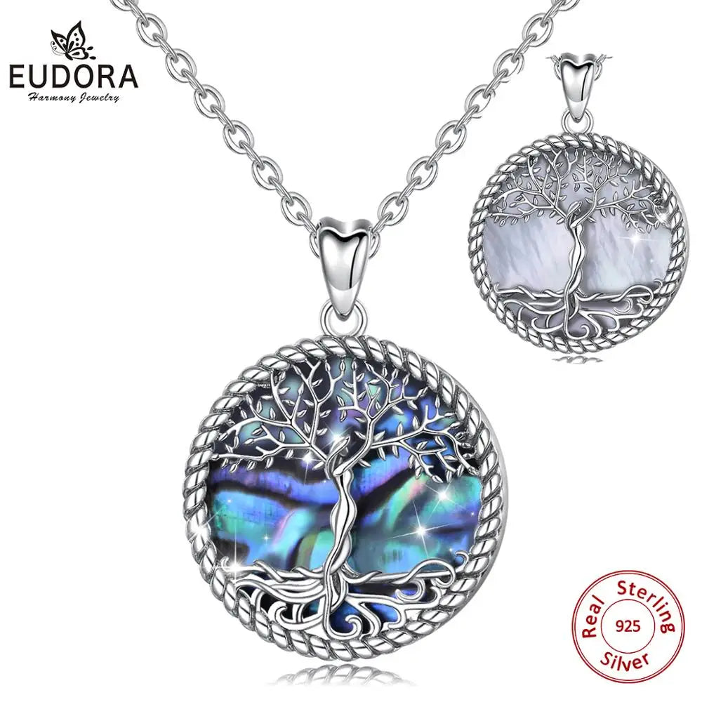 EUDORA 925 Sterling Silver Tree of Life Pendant