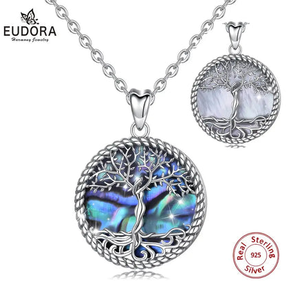 EUDORA 925 Sterling Silver Tree of Life Pendant