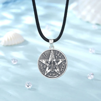 EUDORA 925 Sterling Silver Pentagram Runes Necklaces