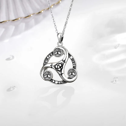 Eudora 925 Sterling Silver Celtic Knot Spiral Triquetra Neckalce