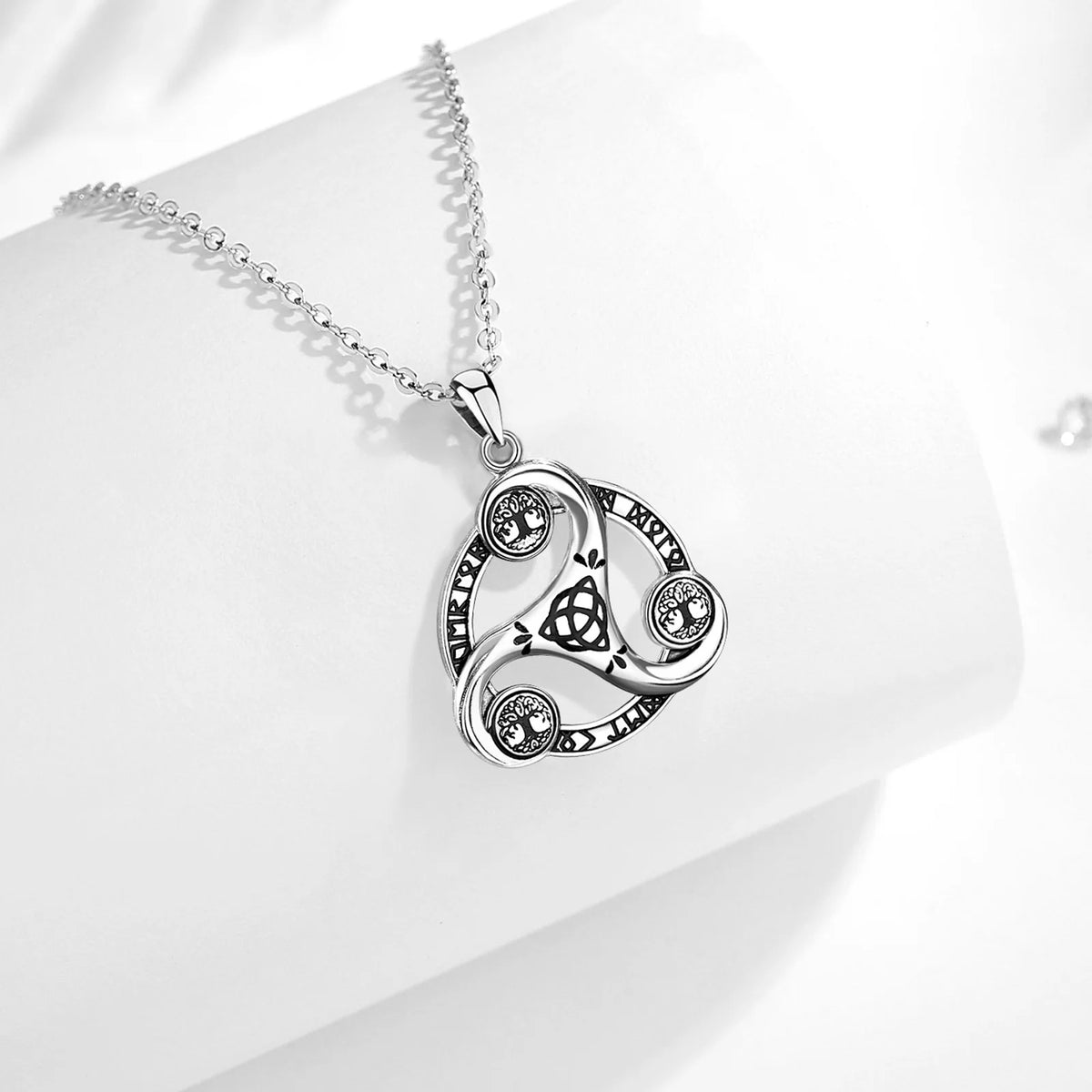 Eudora 925 Sterling Silver Celtic Knot Spiral Triquetra Neckalce