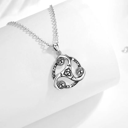 Eudora 925 Sterling Silver Celtic Knot Spiral Triquetra Neckalce