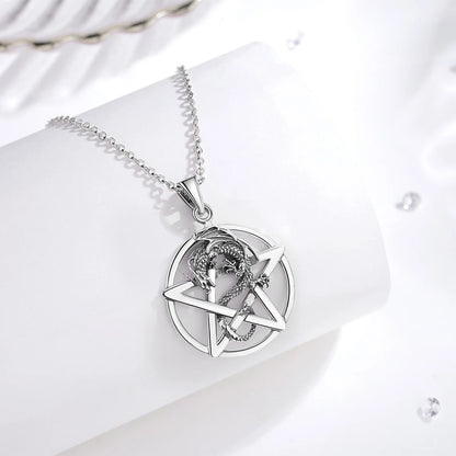 Eudora Original 925 Sterling Silver Pentagram Dragon Necklace