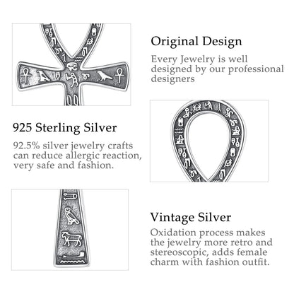 Eudora 925 Sterling Silver Ancient Egyptian Ankh Cross Necklace