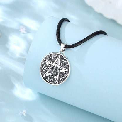 EUDORA 925 Sterling Silver Pentagram Runes Necklaces