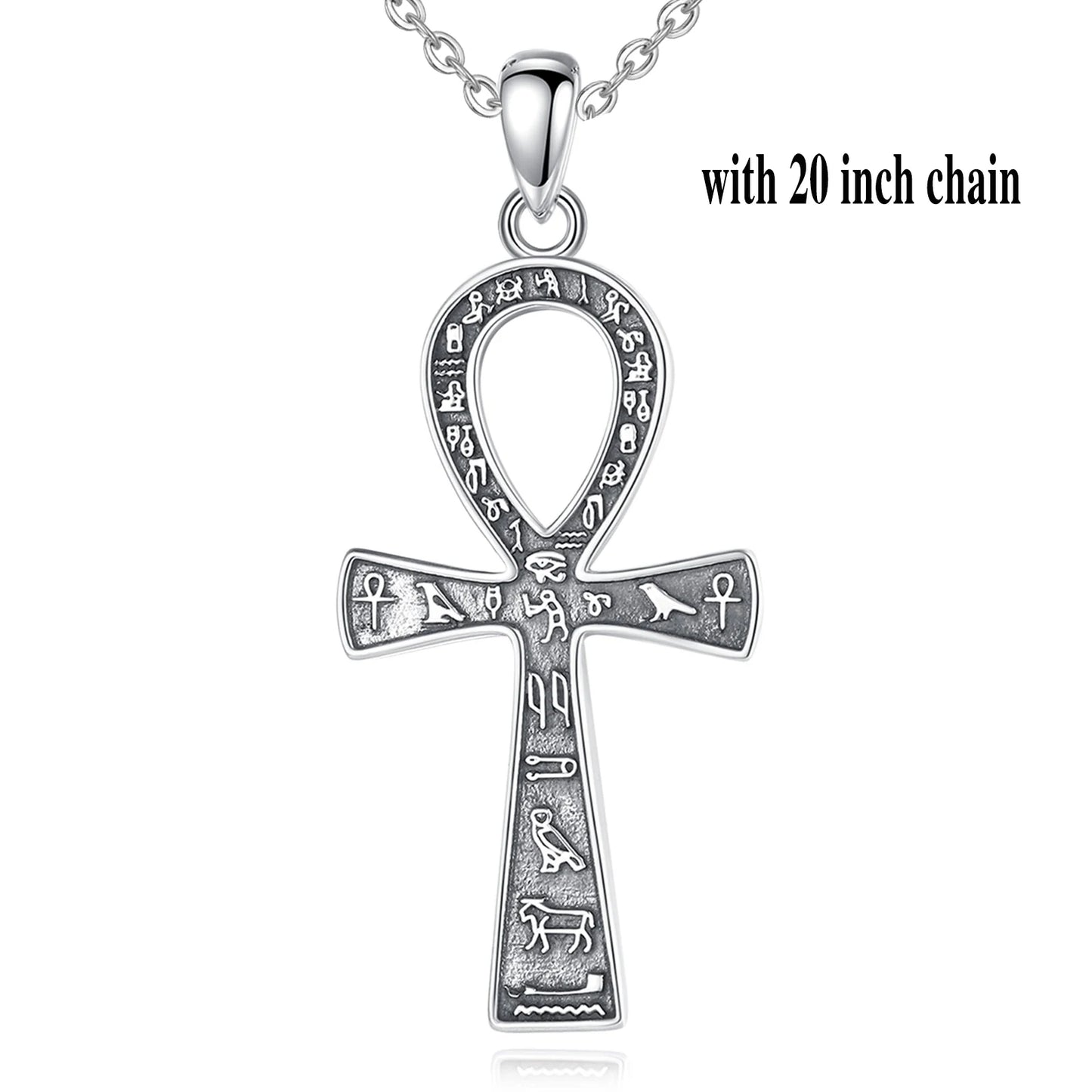 Eudora 925 Sterling Silver Ancient Egyptian Ankh Cross Necklace
