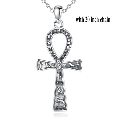 Eudora 925 Sterling Silver Ancient Egyptian Ankh Cross Necklace