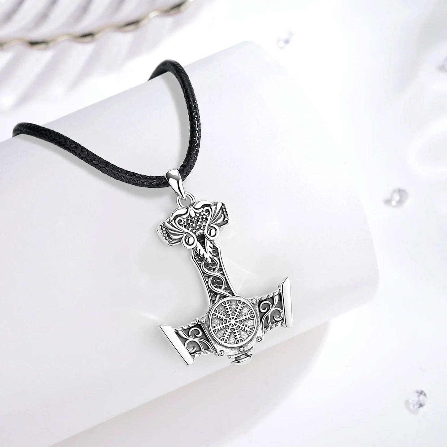 Eudora 925 Sterling Silver Norse Viking Thor's Hammer Necklace