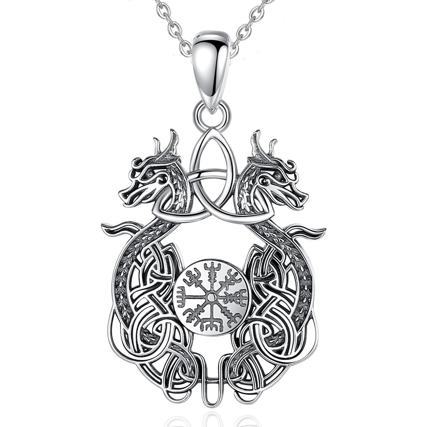 Eudora 925 Sterling Silver Viking Dragon Necklace