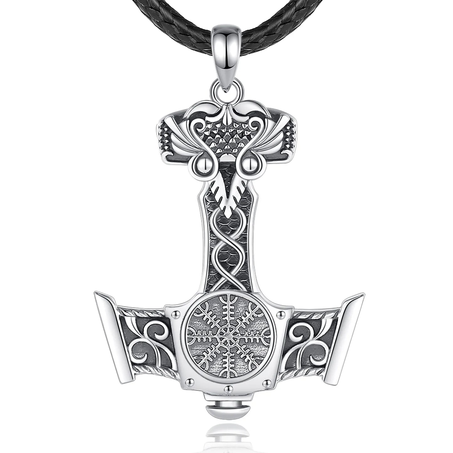 Eudora 925 Sterling Silver Norse Viking Thor's Hammer Necklace
