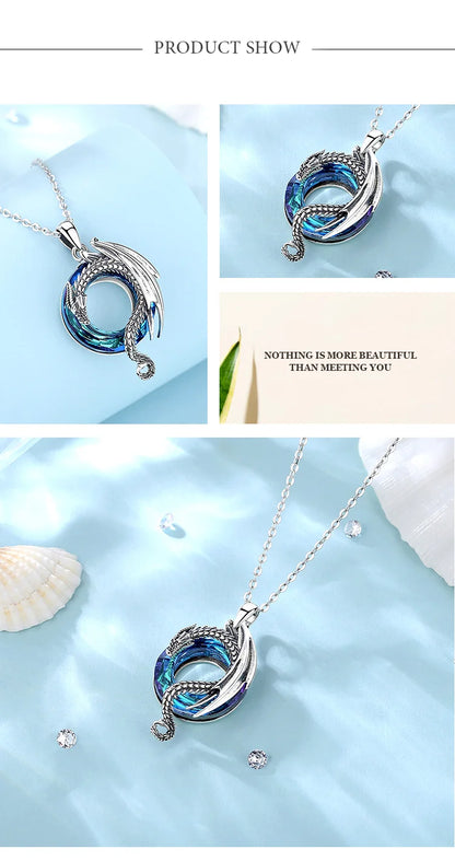 Eudora Real 925 Sterling Silver Dragon Neckalce