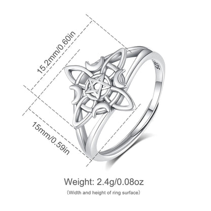 Eudora 925 Sterling Silver Witch Knot Adjustable Ring for Women