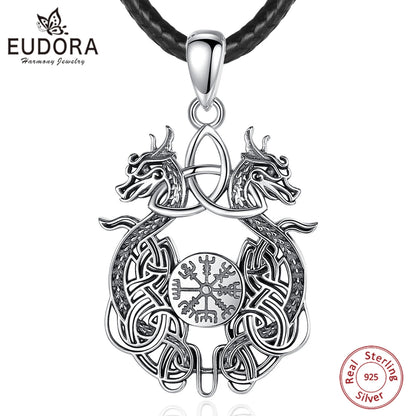 Eudora 925 Sterling Silver Viking Dragon Necklace