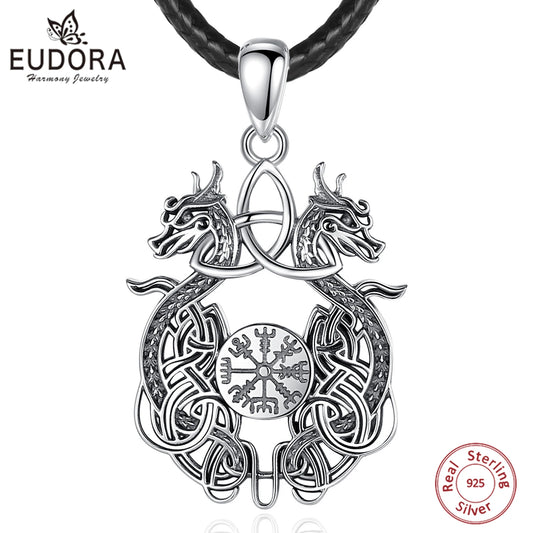 Eudora 925 Sterling Silver Viking Dragon Necklace