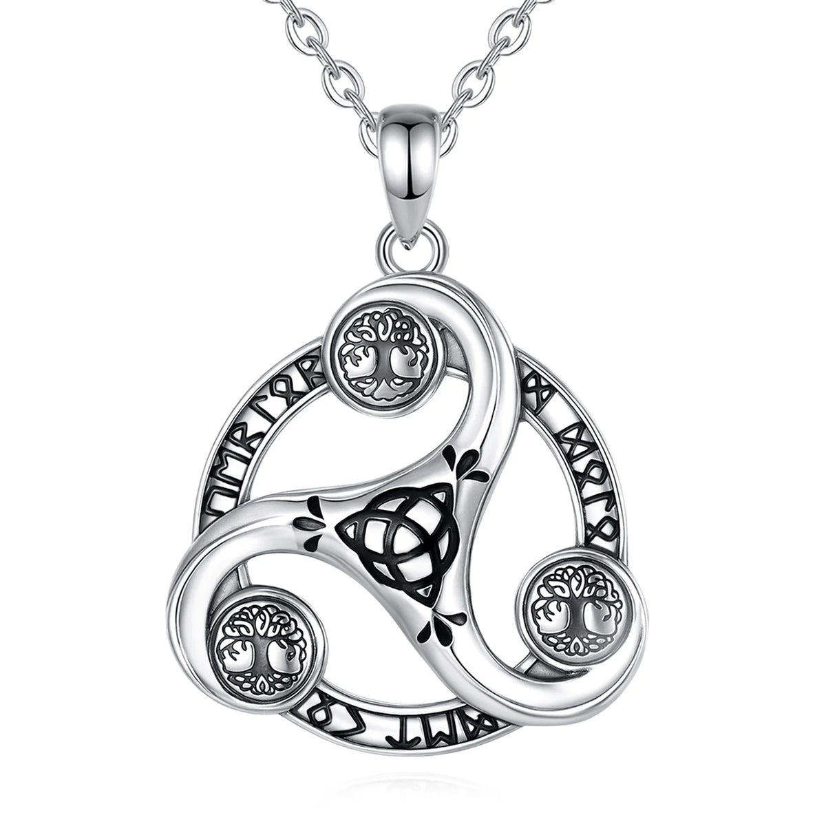 Eudora 925 Sterling Silver Celtic Knot Spiral Triquetra Neckalce