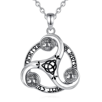 Eudora 925 Sterling Silver Celtic Knot Spiral Triquetra Neckalce