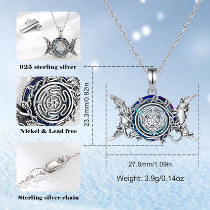 Eudora 925 Sterling Silver Hecate Wheel Necklace for Women Man Austrian Crystal Triple Moon Goddess