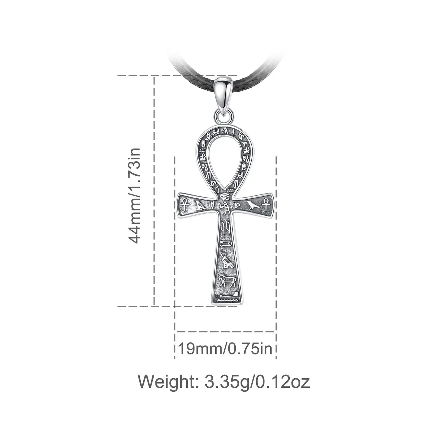 Eudora 925 Sterling Silver Ancient Egyptian Ankh Cross Necklace