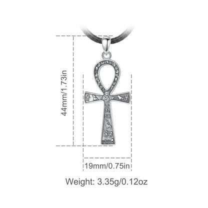 Eudora 925 Sterling Silver Ancient Egyptian Ankh Cross Necklace
