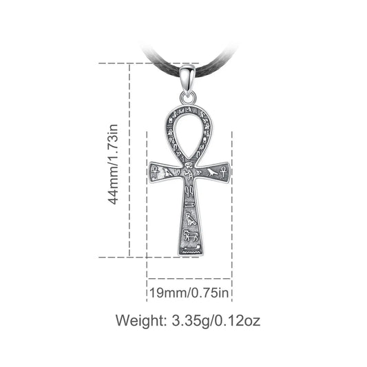 Eudora 925 Sterling Silver Ancient Egyptian Ankh Cross Necklace