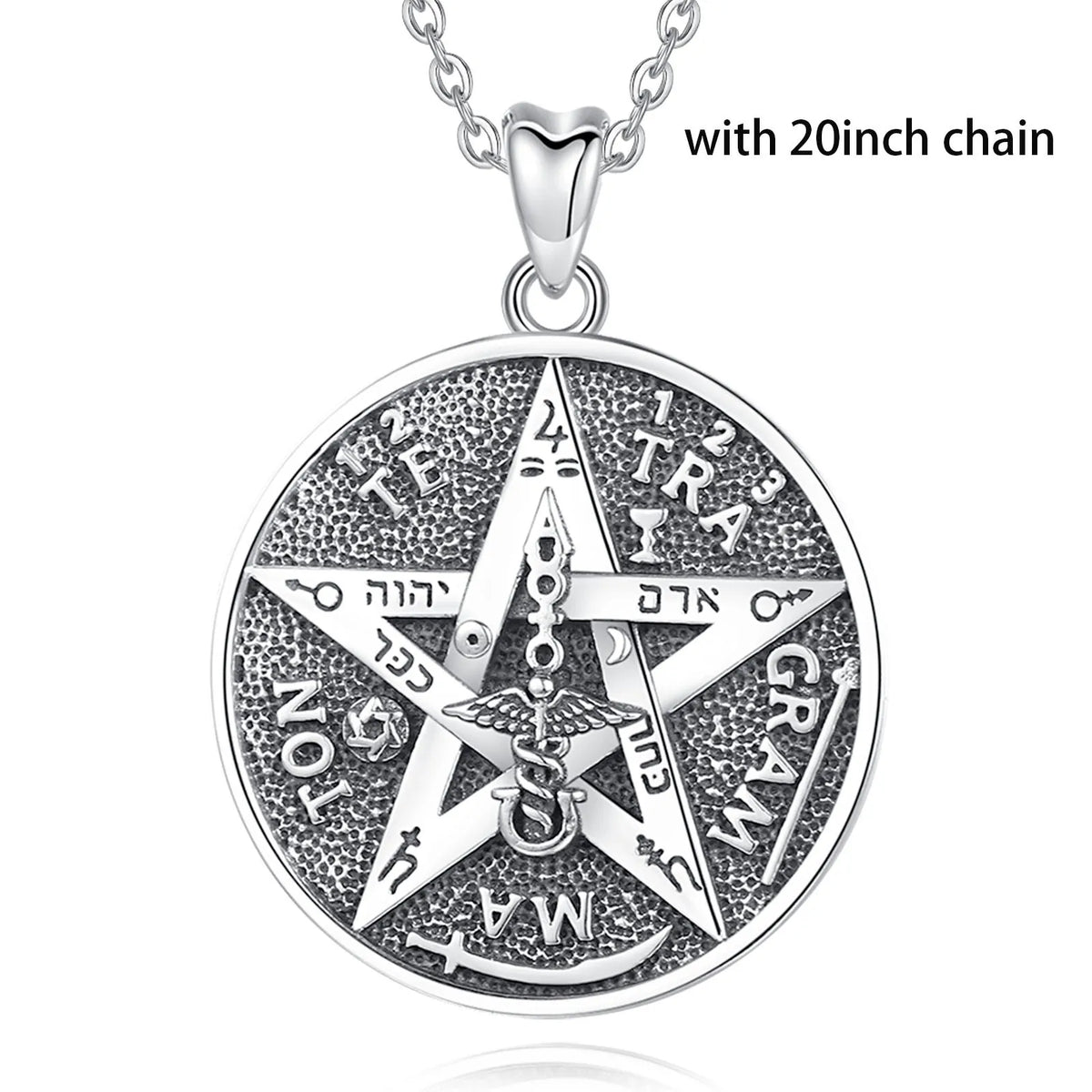 EUDORA 925 Sterling Silver Pentagram Runes Necklaces
