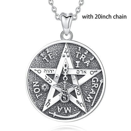 EUDORA 925 Sterling Silver Pentagram Runes Necklaces