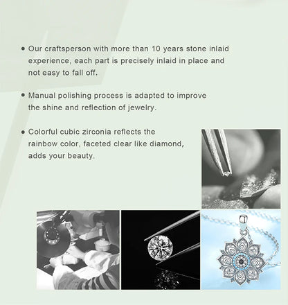 Lotus & Protective Eye 925 Sterling Silver Necklace