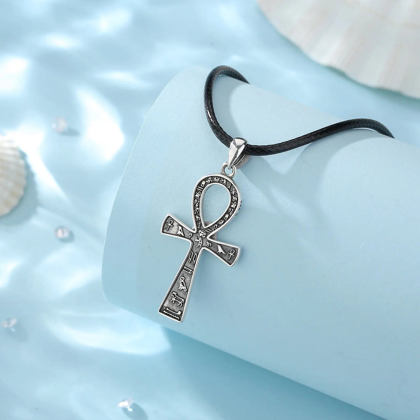 Eudora 925 Sterling Silver Ancient Egyptian Ankh Cross Necklace